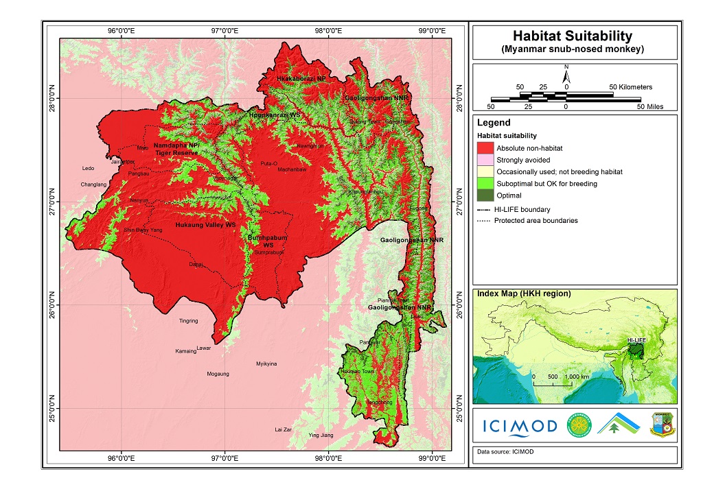 Habitat suitability data for the Myanmar snubnosed monkey