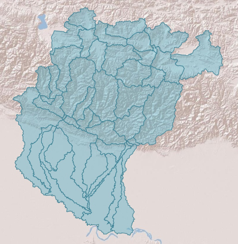 Sub Basin Boundary of Koshi Basin Nepal