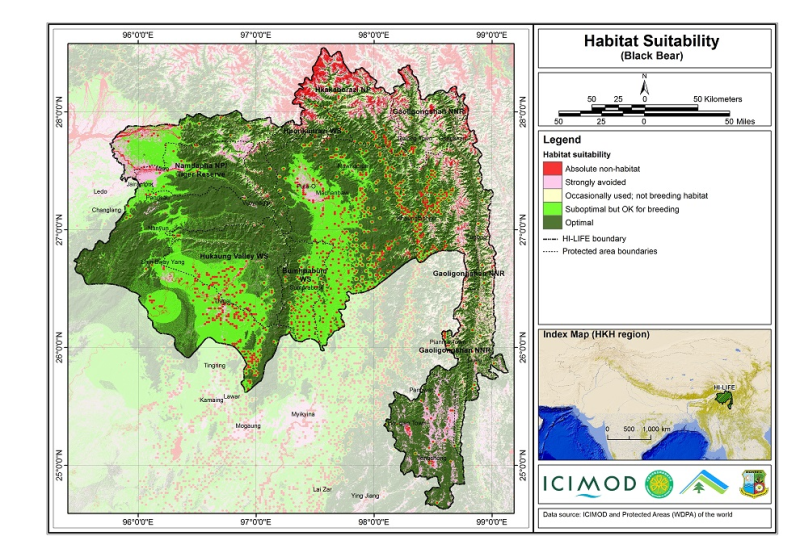 Habitat suitability data for the Himalayan black bear