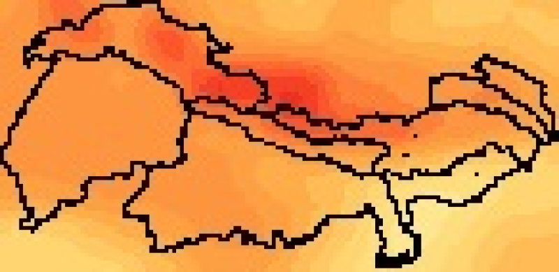 Regional Climate Model(RCM) average delta change values for the four selected GCMS for RCP 8.5, from 2008 to 2050, resolution 25x25 km