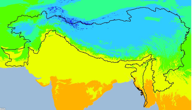 Monthly Mean Temperature Trend (January) 1950-2000 of Hindu Kush Himalayan (HKH) Region
