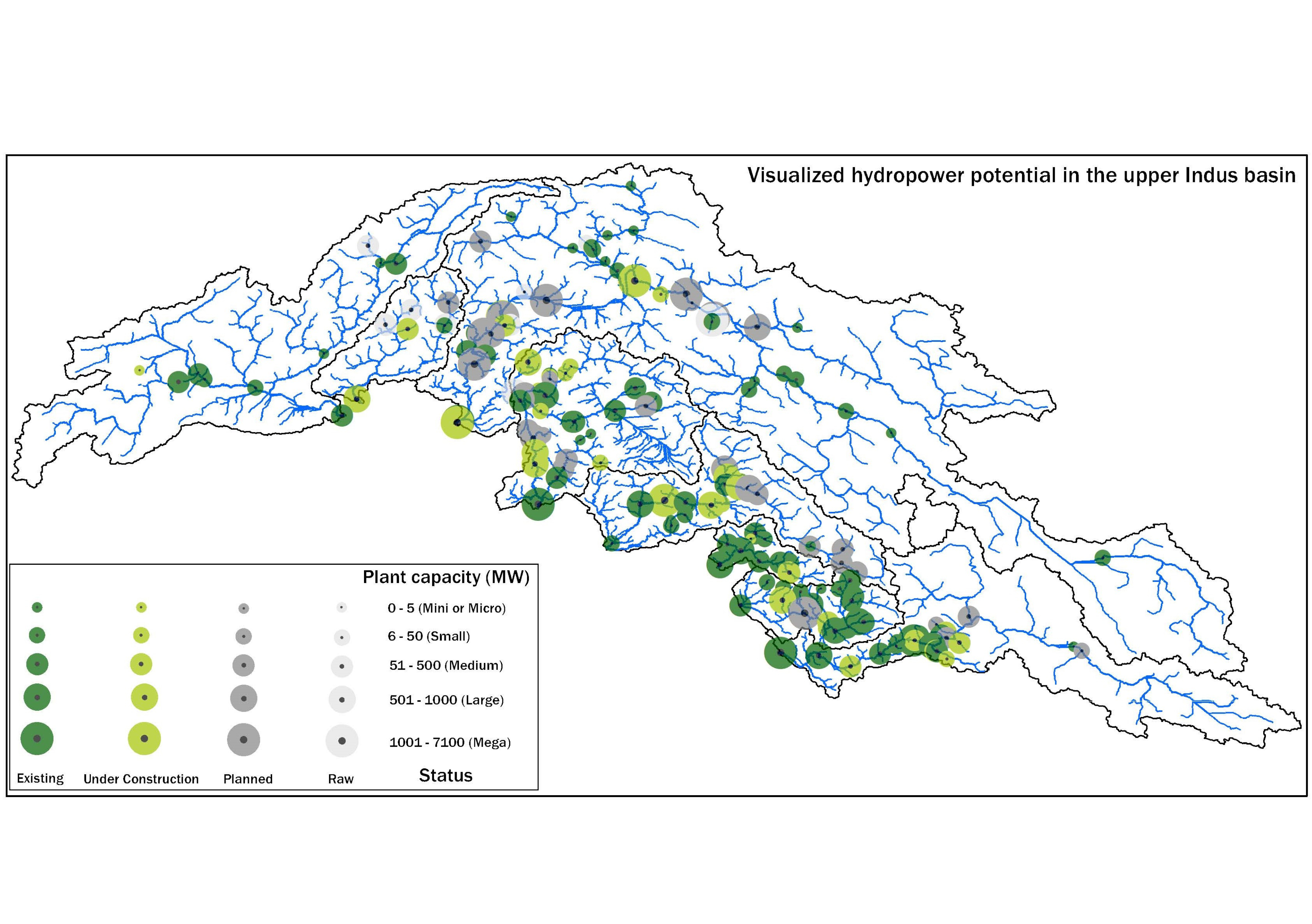 Inventory of visualized hydropower plants in the upper Indus basin