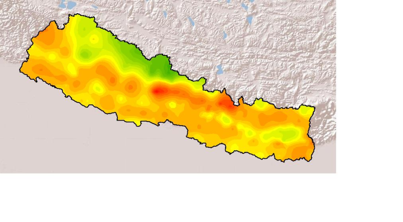 Monthly Mean Precipitation August 2001 of Nepal