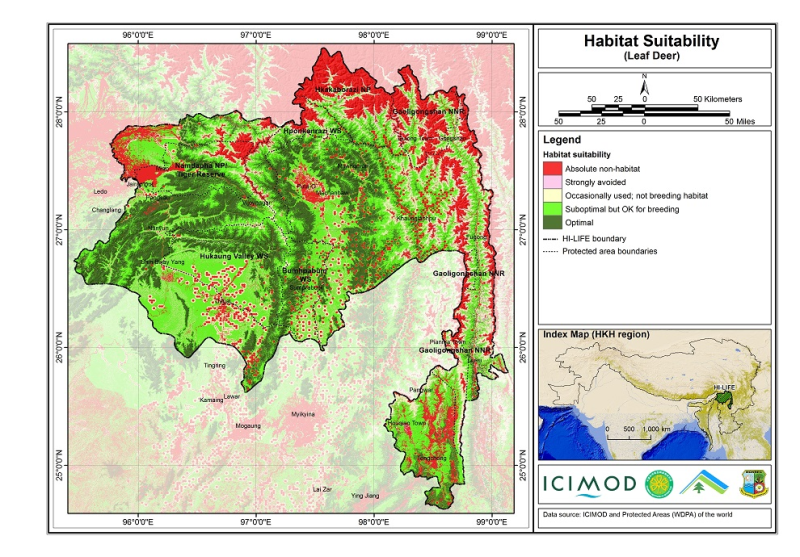 Habitat suitability data for the leaf deer
