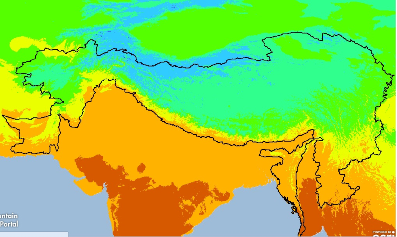Monthly Maximum Temperature Trend (February) 1950-2000 of Hindu Kush Himalayan (HKH) Region