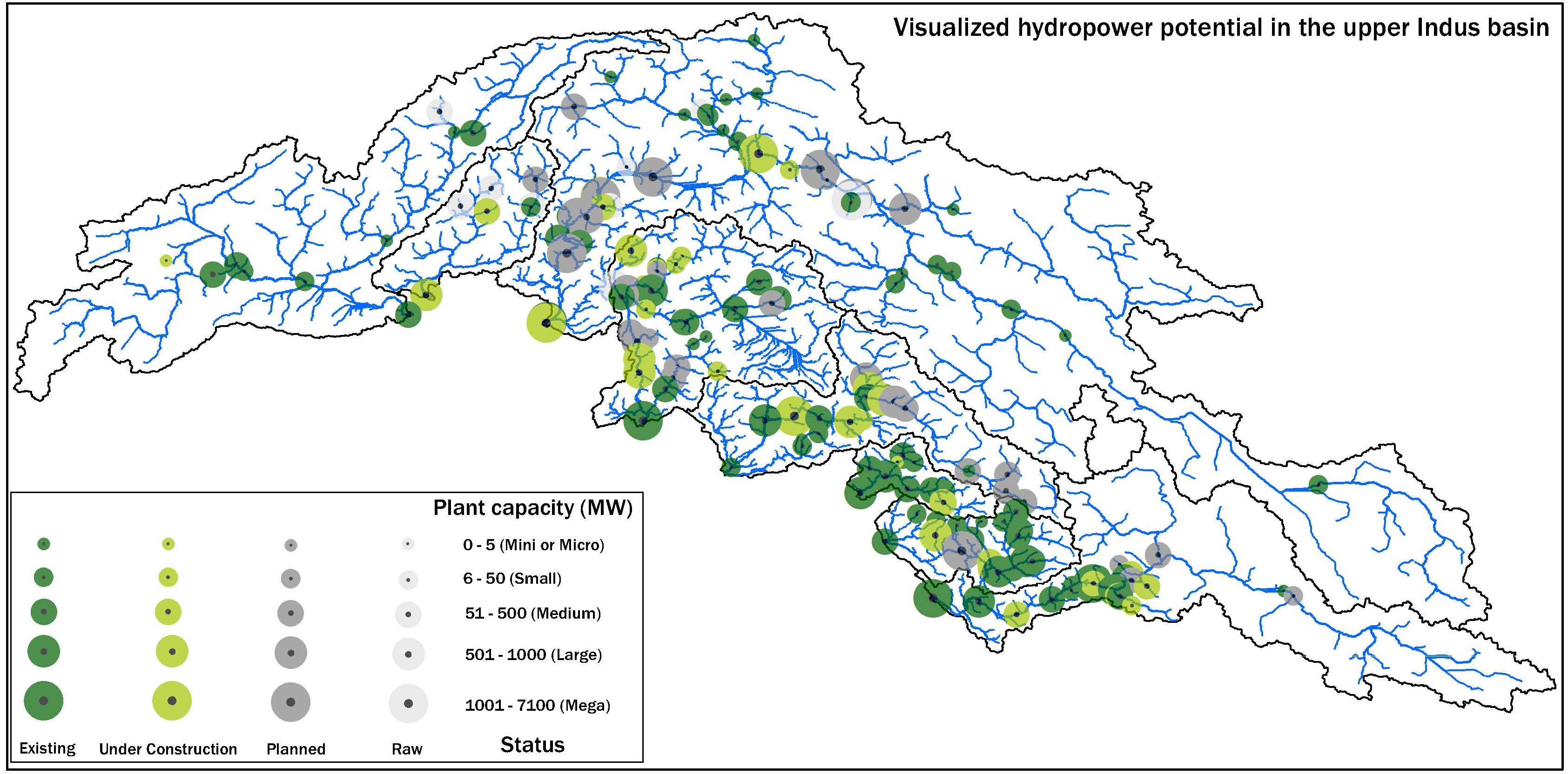 Inventory of visualized hydropower plants in the upper Indus basin