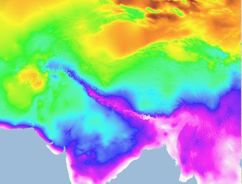Annual temperature range of HKH