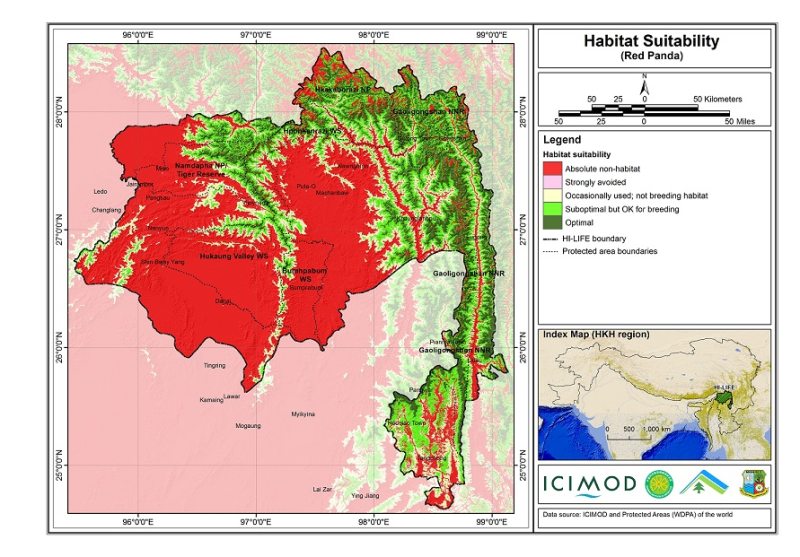 Habitat suitability data for the red panda
