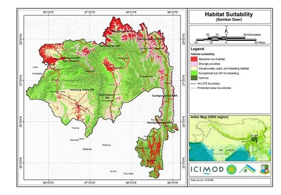Habitat suitability data for the Sambar deer