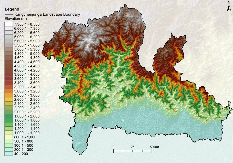 Digital Elevation Model of the Kangchenjunga Landscape