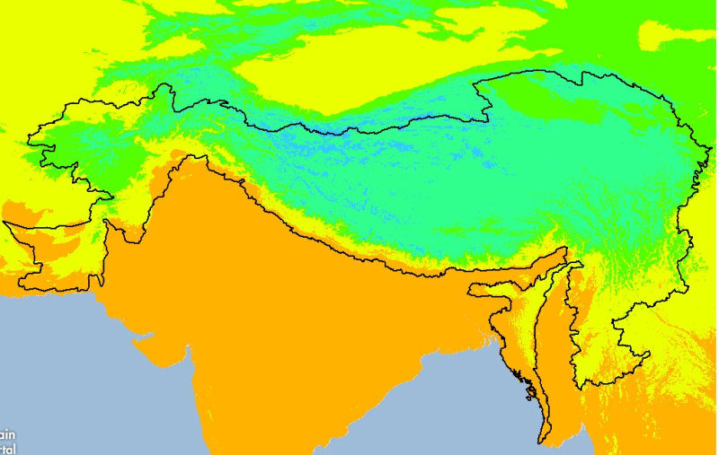 Monthly Minimum Temperature Trend (May) 1950-2000 of Hindu Kush Himalayan (HKH) Region