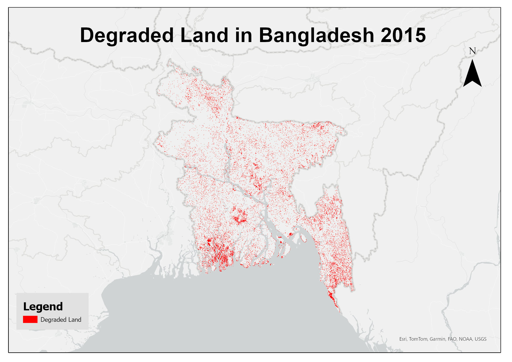 Degraded Land in Bangladesh 2015