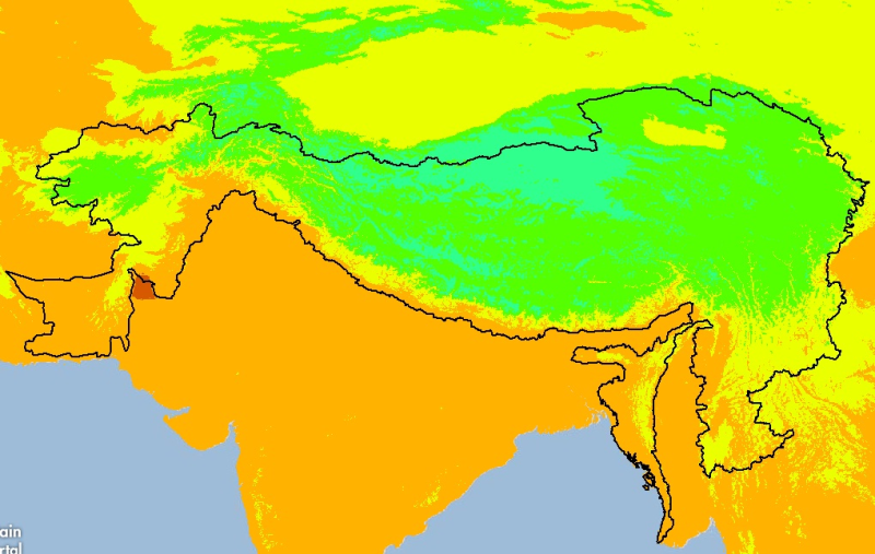 Monthly Minimum Temperature Trend (July) 1950-2000 of Hindu Kush Himalayan (HKH) Region