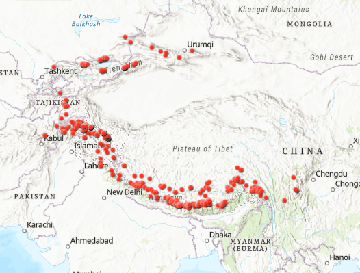 Glacial Lake Outburst Floods (GLOFs in the High Mountain Asia)